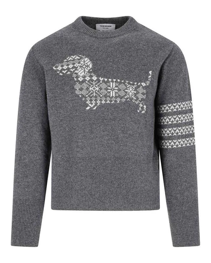 Thom Browne Rundhalspullover - Grau Grau