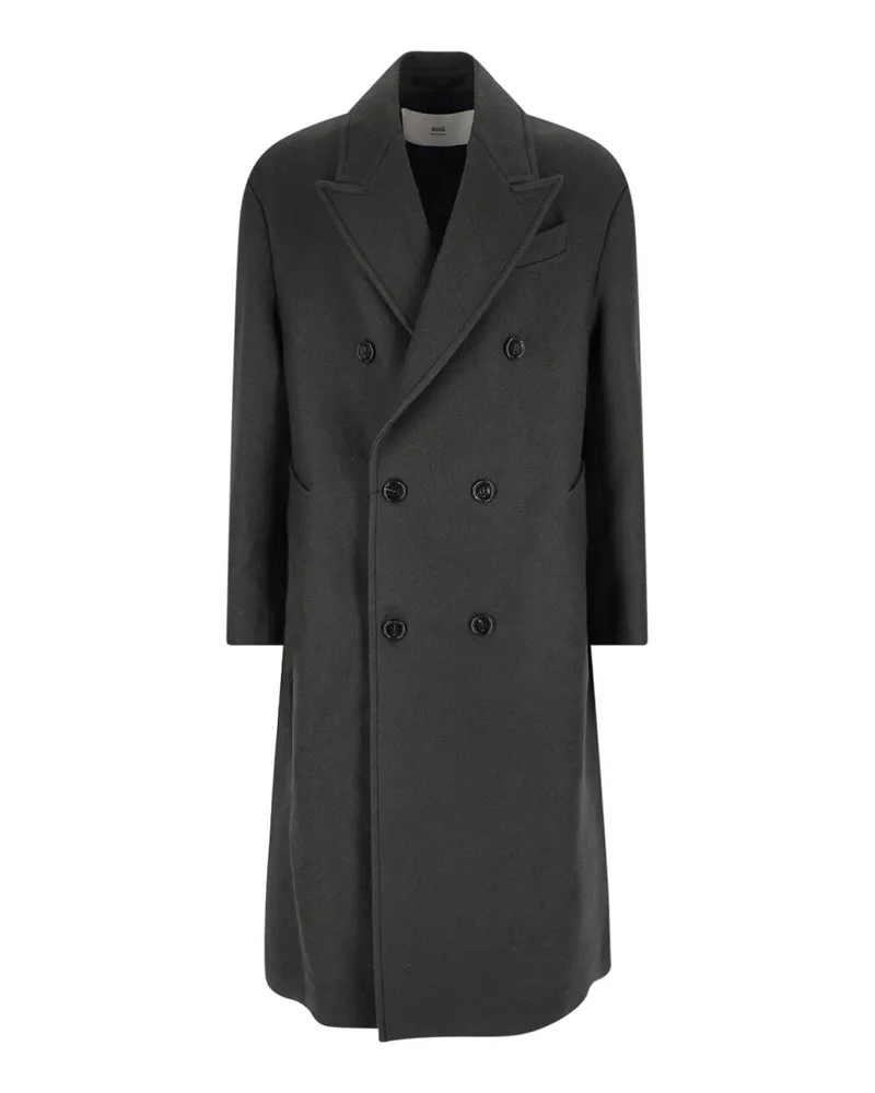 AMI Paris Knielanger Mantel - Grau Grau