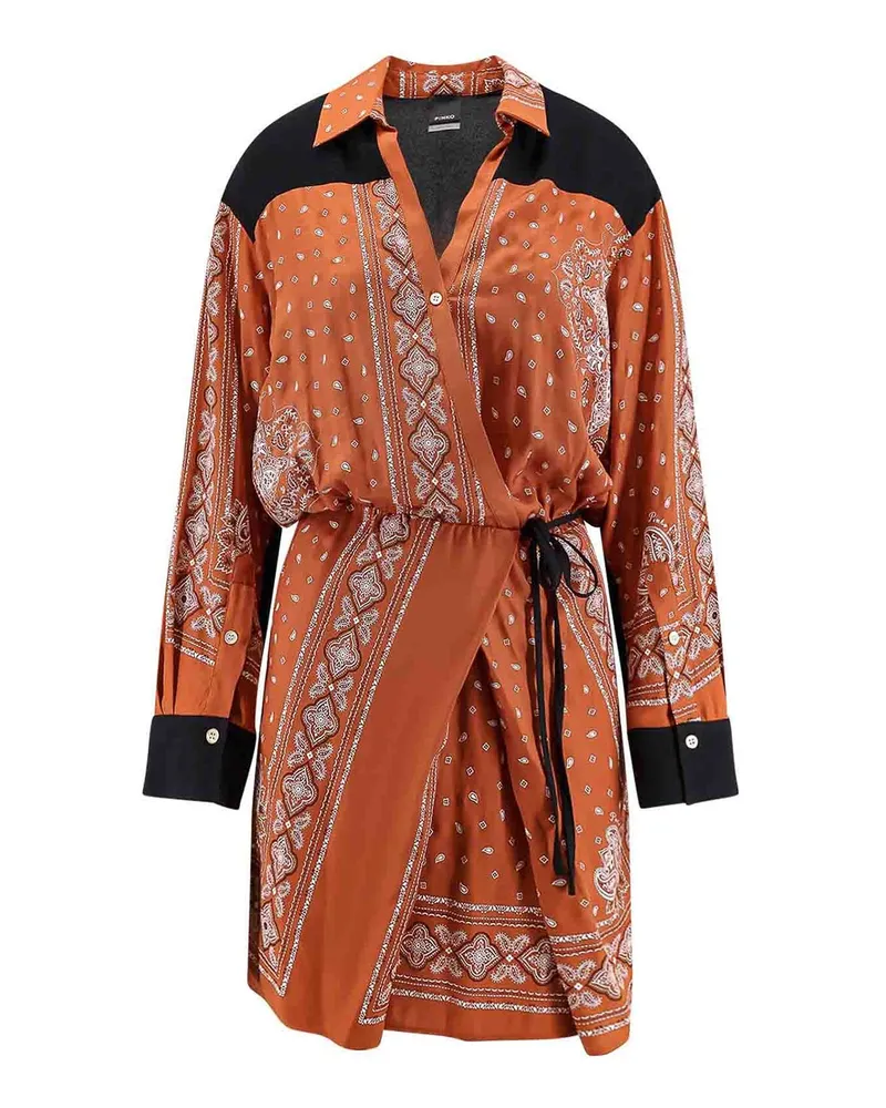 Pinko Knielanges Kleid - Schwarz Orange