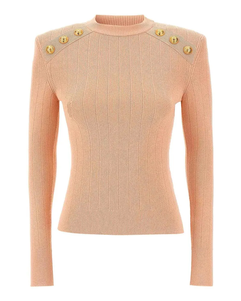 Balmain Rundhalspullover - Nude Nude