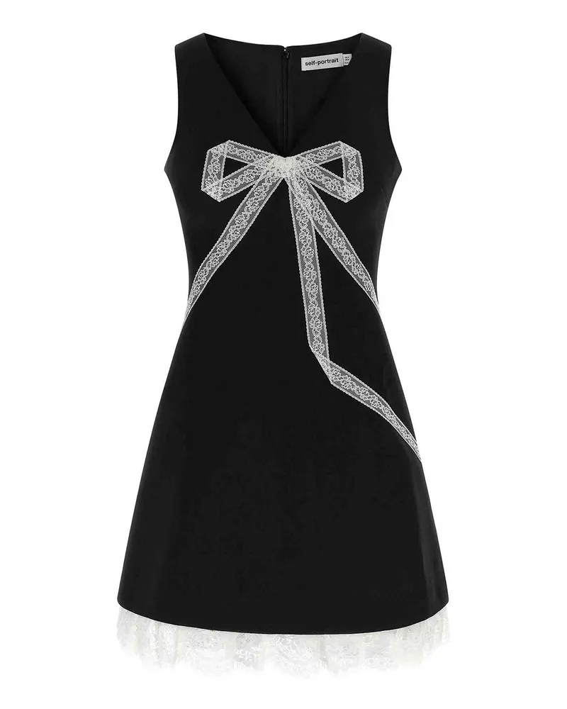 Self-Portrait Kurzes Kleid - Weiß Schwarz