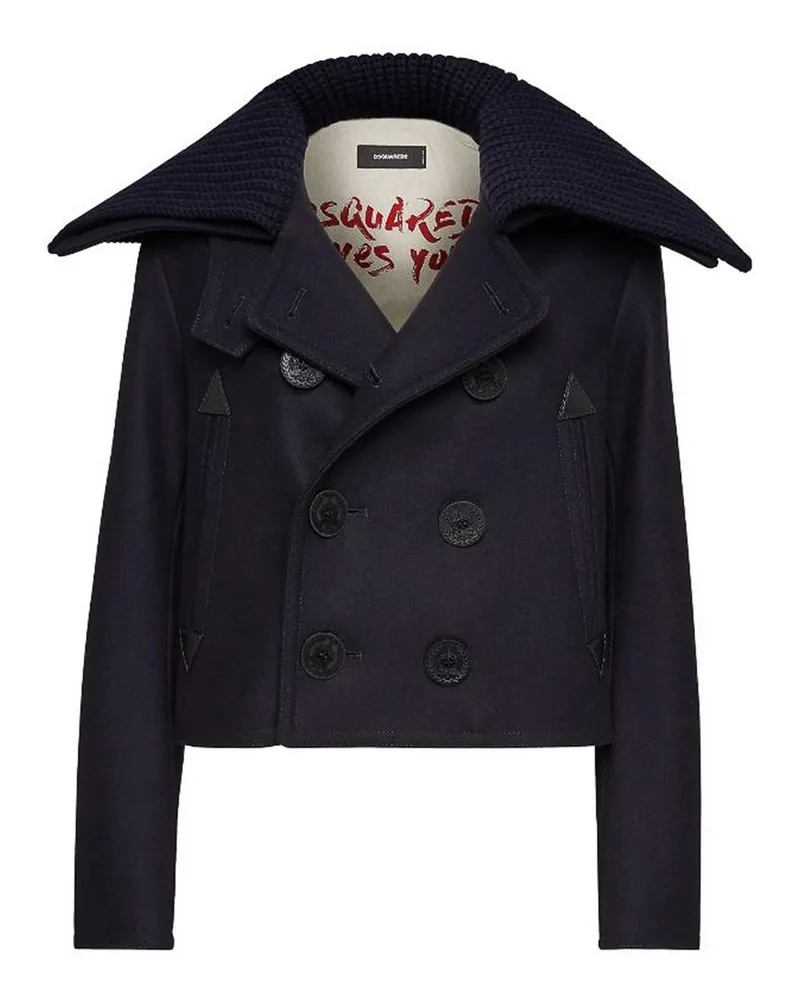 Dsquared2 Knielanger Mantel - Dunkelblau Dunkelblau