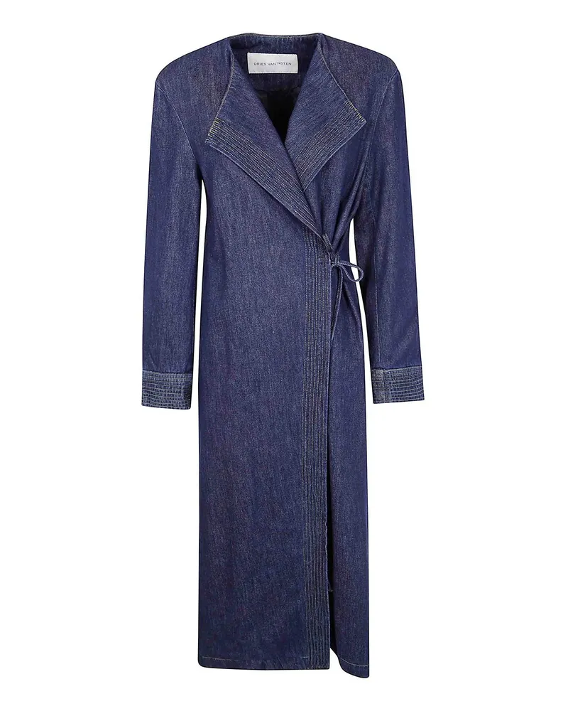 Dries van Noten Langer Mantel - Blau Blau