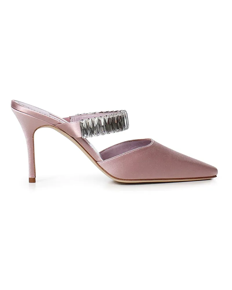 Manolo Blahnik Mules - Satin Silber
