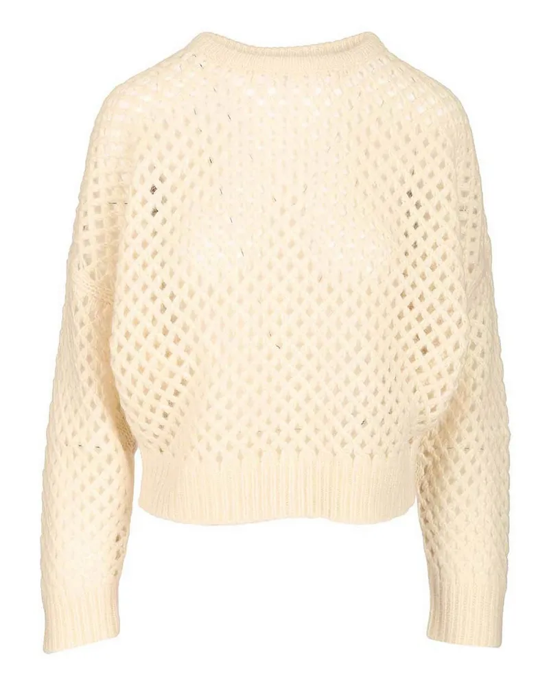 Max Mara Rundhalspullover - Weiß Weiß