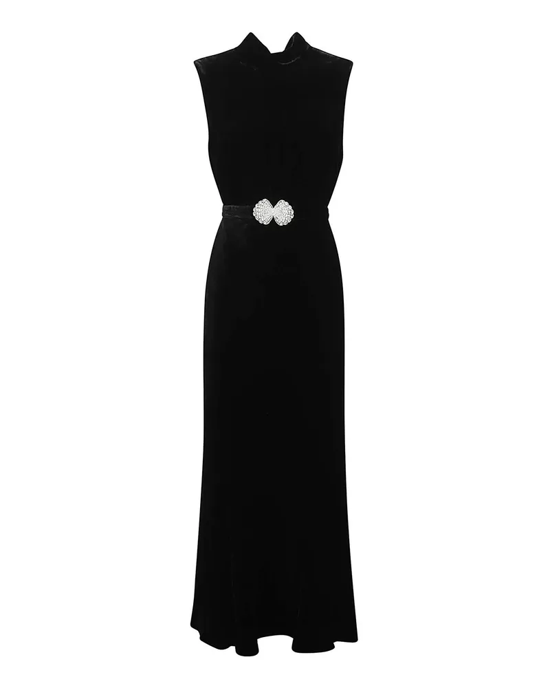 Saloni Knielanges Kleid - Schwarz Schwarz