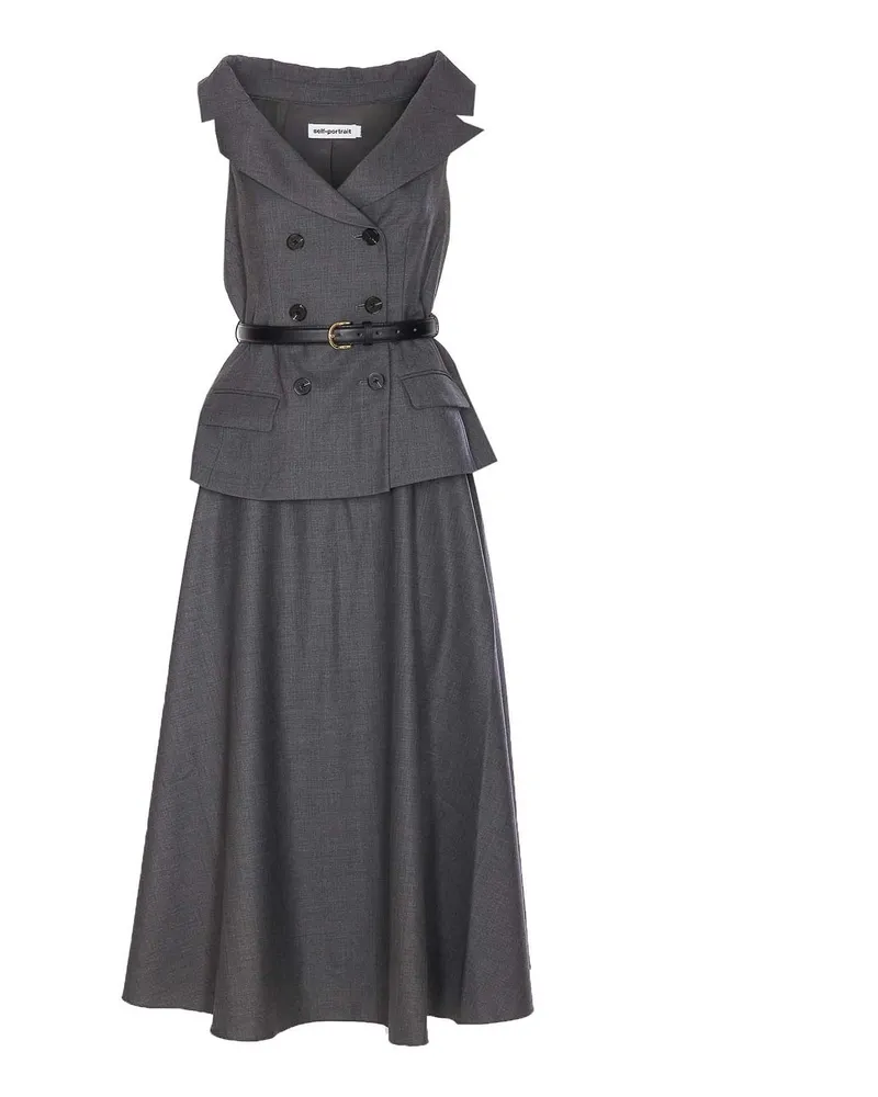 Self-Portrait Maxikleid - Grau Grau