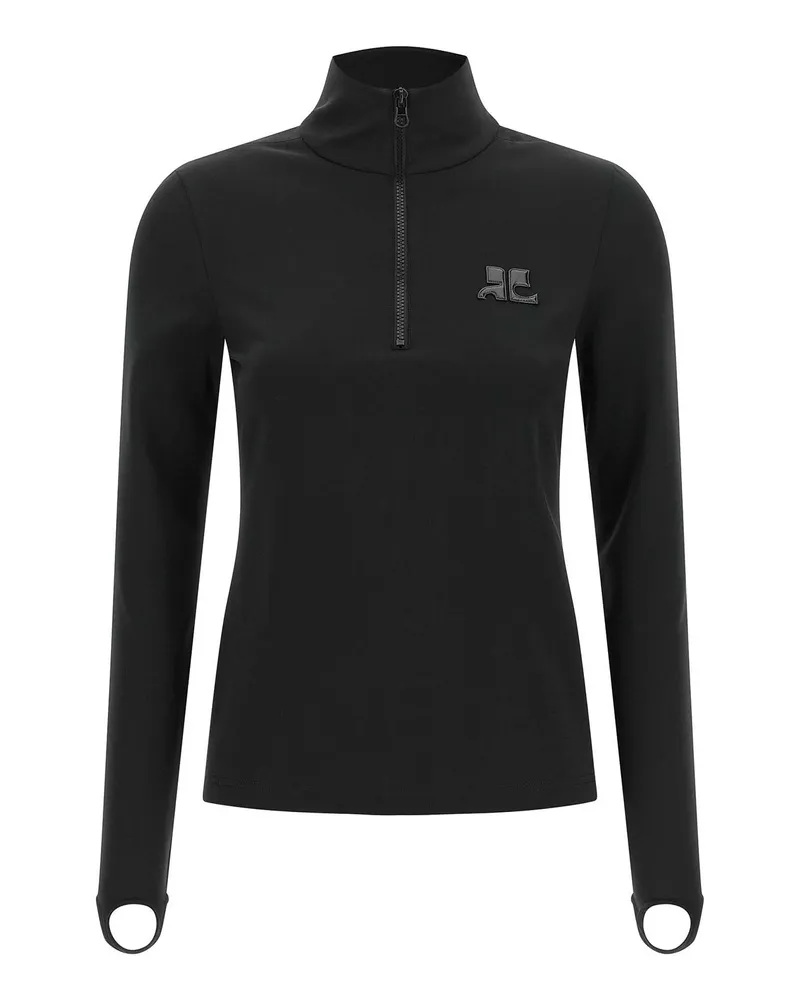 Courrèges Rundhalspullover - Schwarz Schwarz
