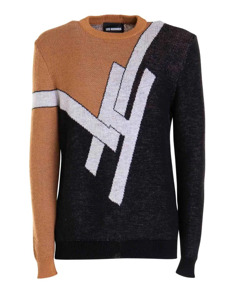 Les Hommes Rundhalspullover - Bunt Bunt