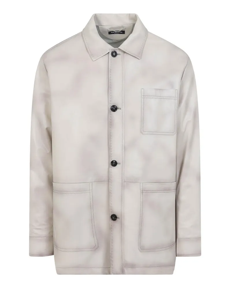 Kiton Lederjacke - Beige Beige