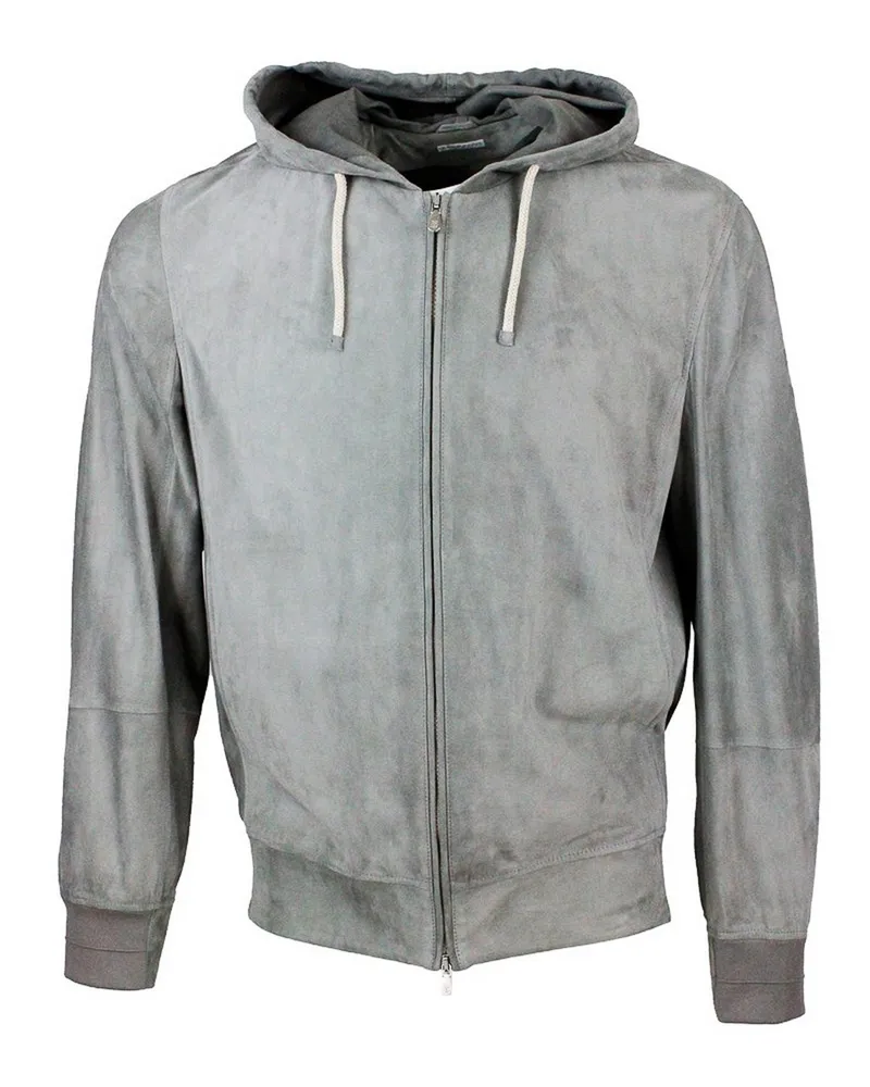 Brunello Cucinelli Lederjacke - Grau Grau