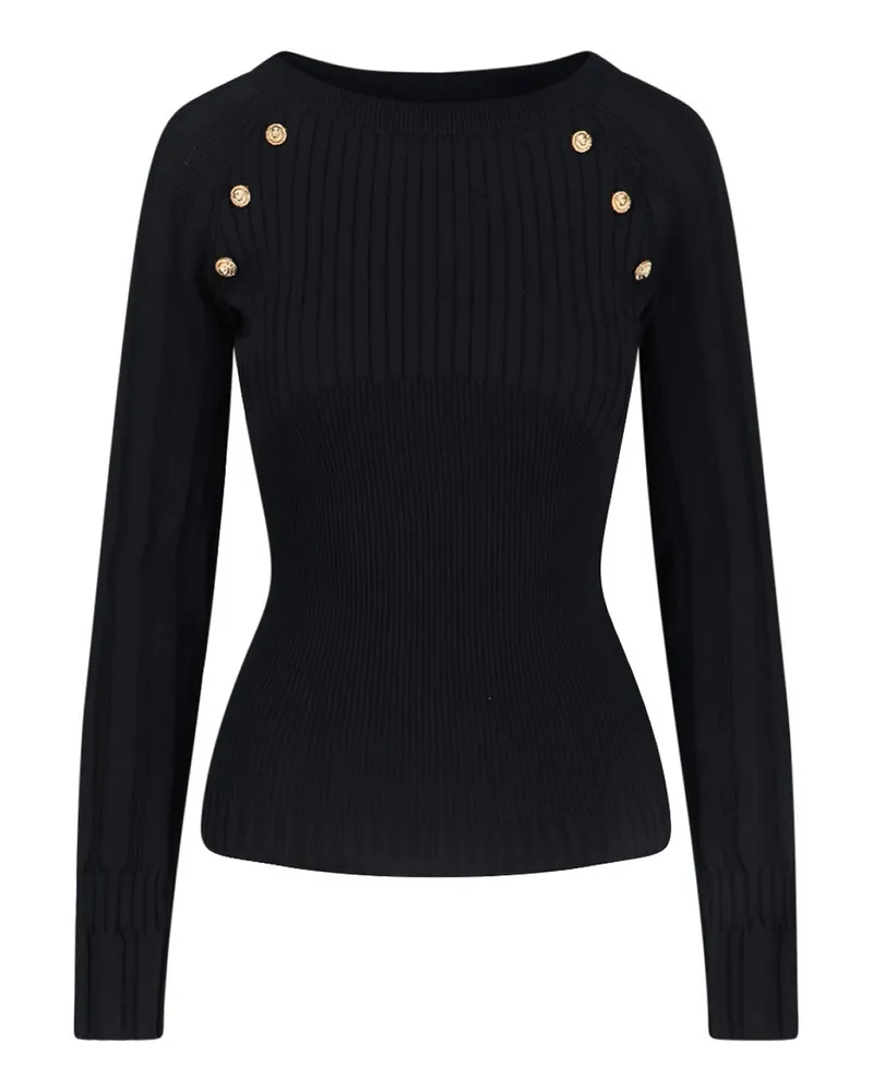 Balmain Rundhalspullover - Schwarz Schwarz