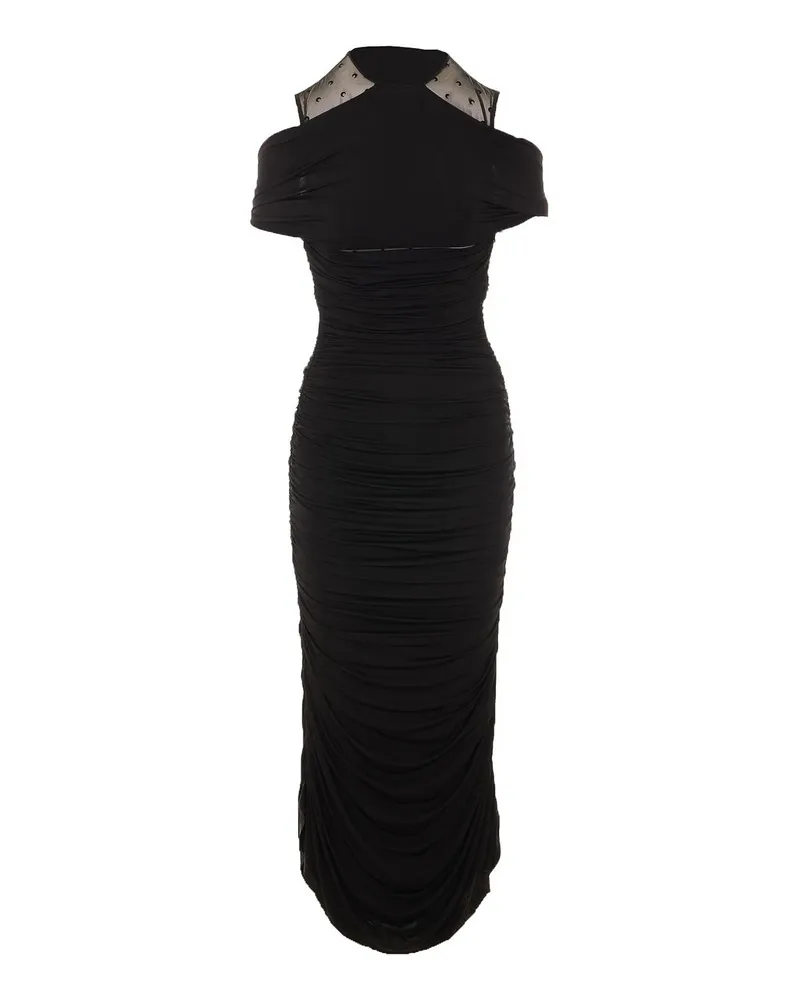 Marine Serre Maxikleid - Schwarz Schwarz