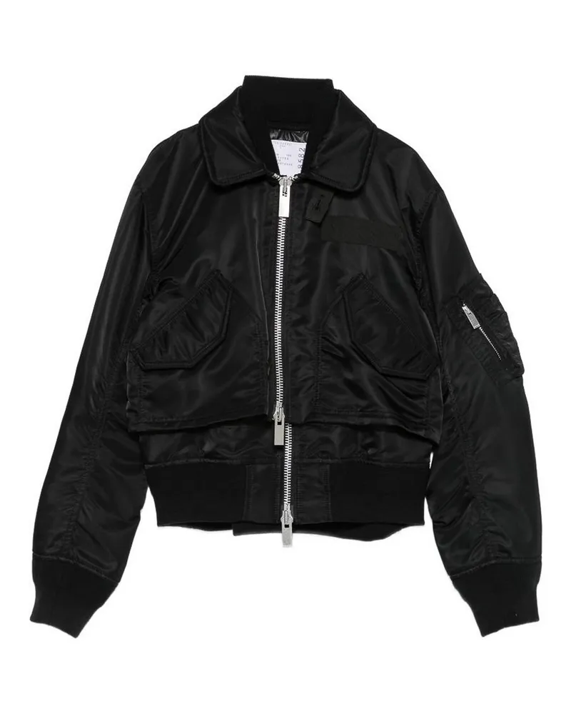 Sacai Kurzer Mantel - Schwarz Schwarz