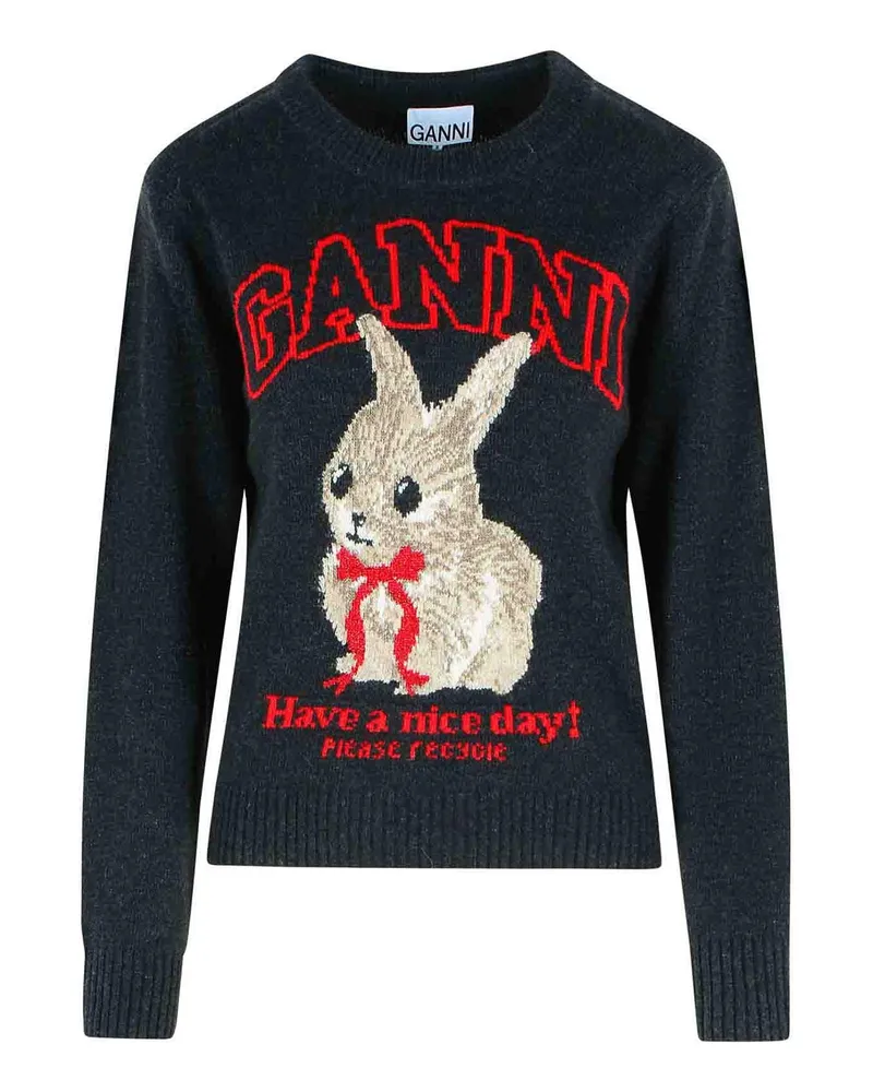 Ganni Rundhalspullover - Grau Grau