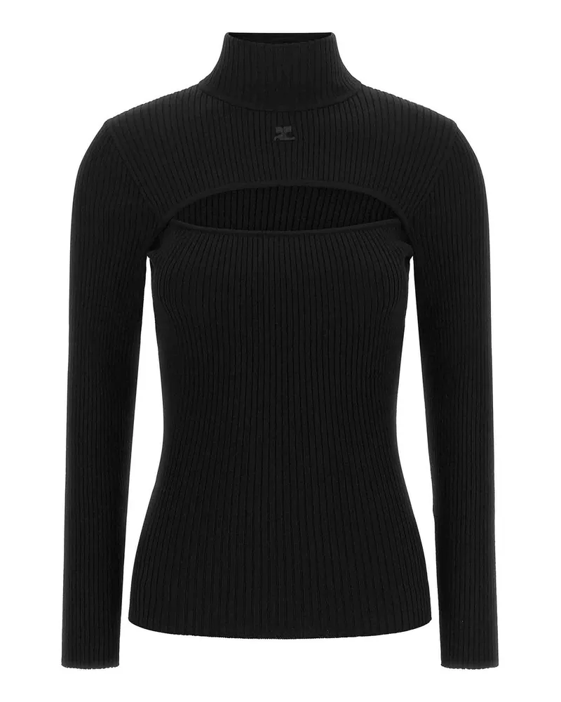 Courrèges Rundhalspullover - Schwarz Schwarz
