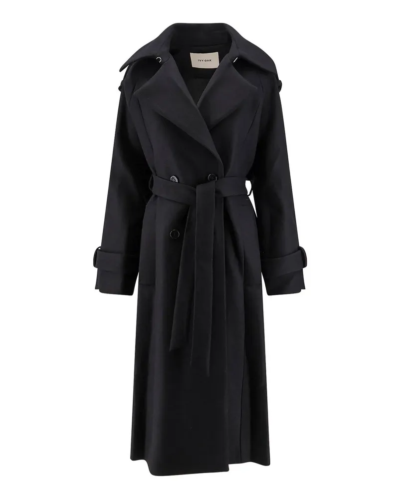 IVY & OAK Knielanger Mantel - Schwarz Schwarz