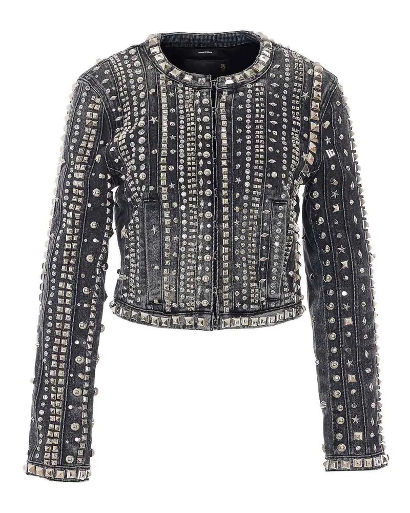 R13 Rundhalspullover - Schwarz Silber