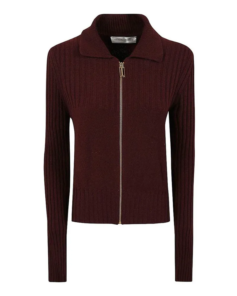 Victoria Beckham Rundhalspullover - Bordeaux Dunkelrot