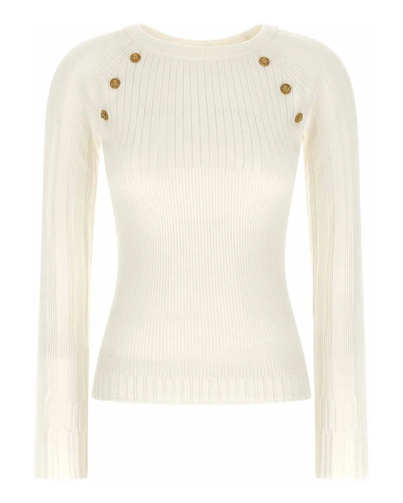 Balmain Rundhalspullover - Weiß Weiß