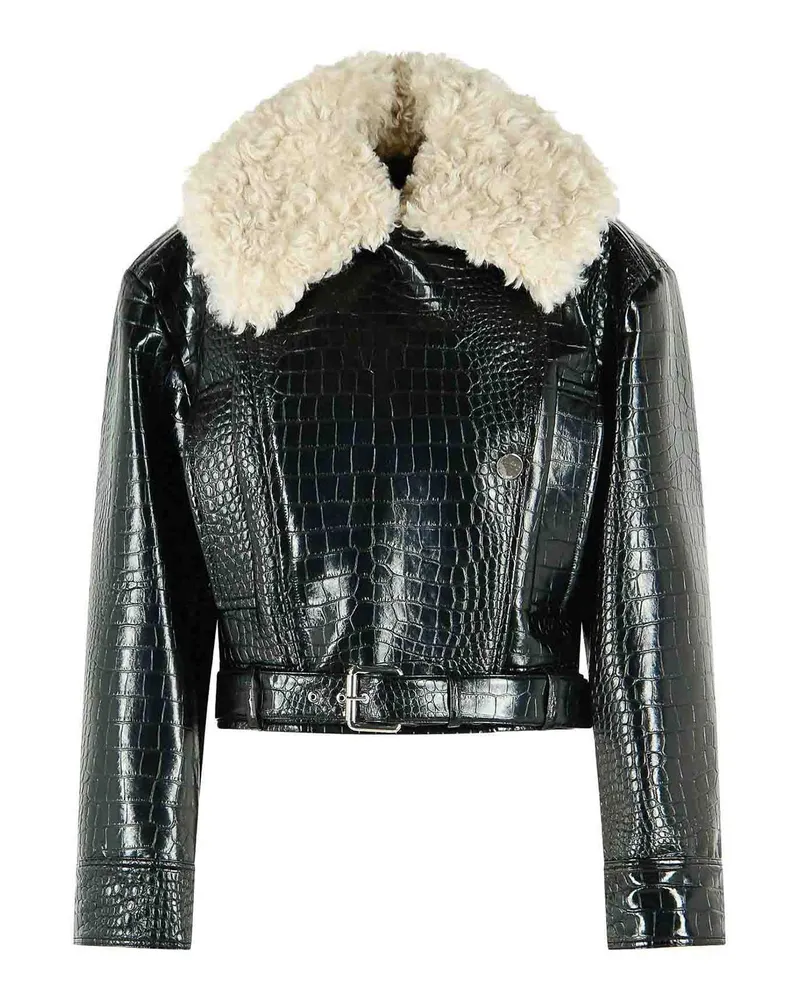 SPORTMAX Lederjacke - Schwarz Schwarz