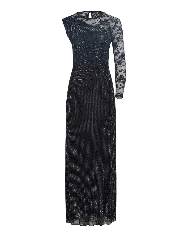 Self-Portrait Knielanges Kleid - Schwarz Schwarz