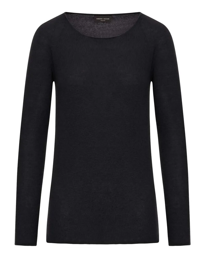 Roberto Collina Rundhalspullover - Schwarz Schwarz