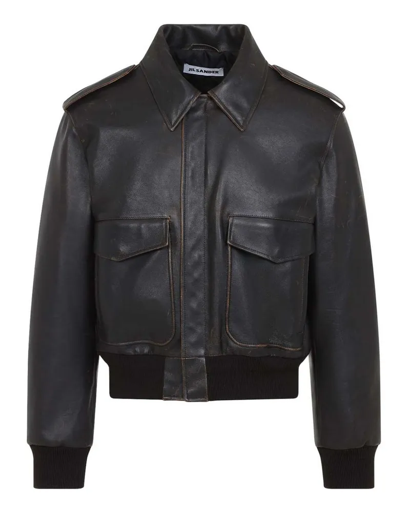 Jil Sander Lederjacke - Schwarz Schwarz