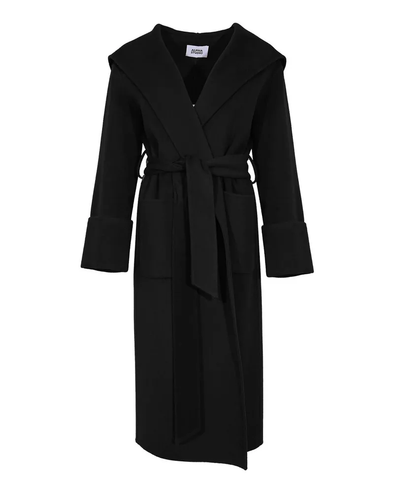 Alpha Studio Knielanger Mantel - Schwarz Schwarz