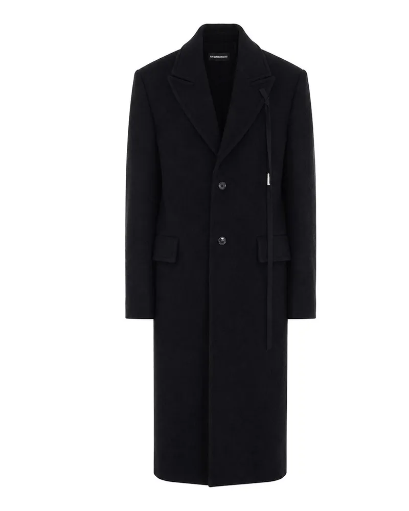 Ann Demeulemeester Knielanger Mantel - Schwarz Schwarz