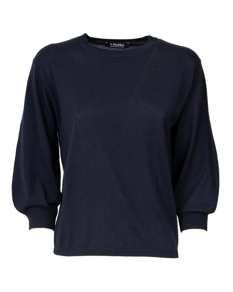 Max Mara Rundhalspullover - Blau Blau