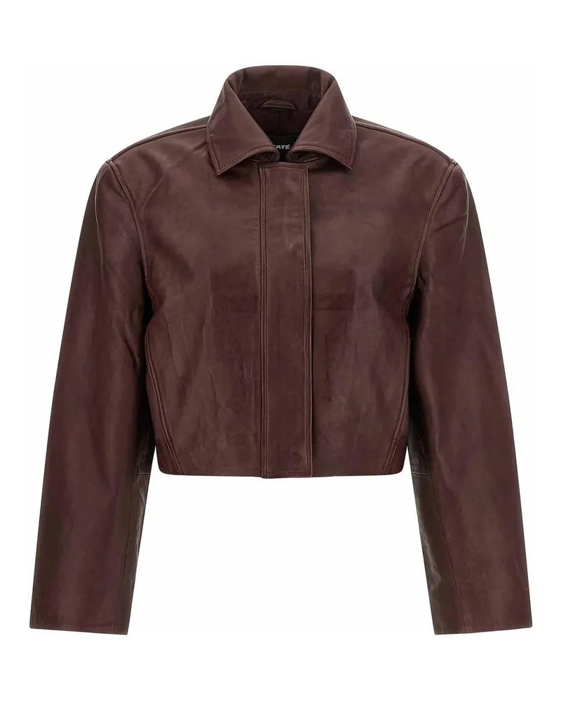 ROTATE Birger Christensen Lederjacke - Bordeaux Dunkelrot