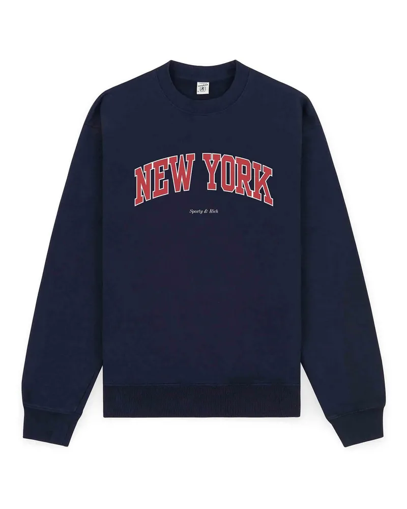 SPORTY & RICH Rundhalspullover - Dunkelblau Dunkelblau