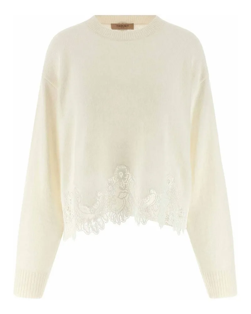 Twin-Set Rundhalspullover - Creme Creme