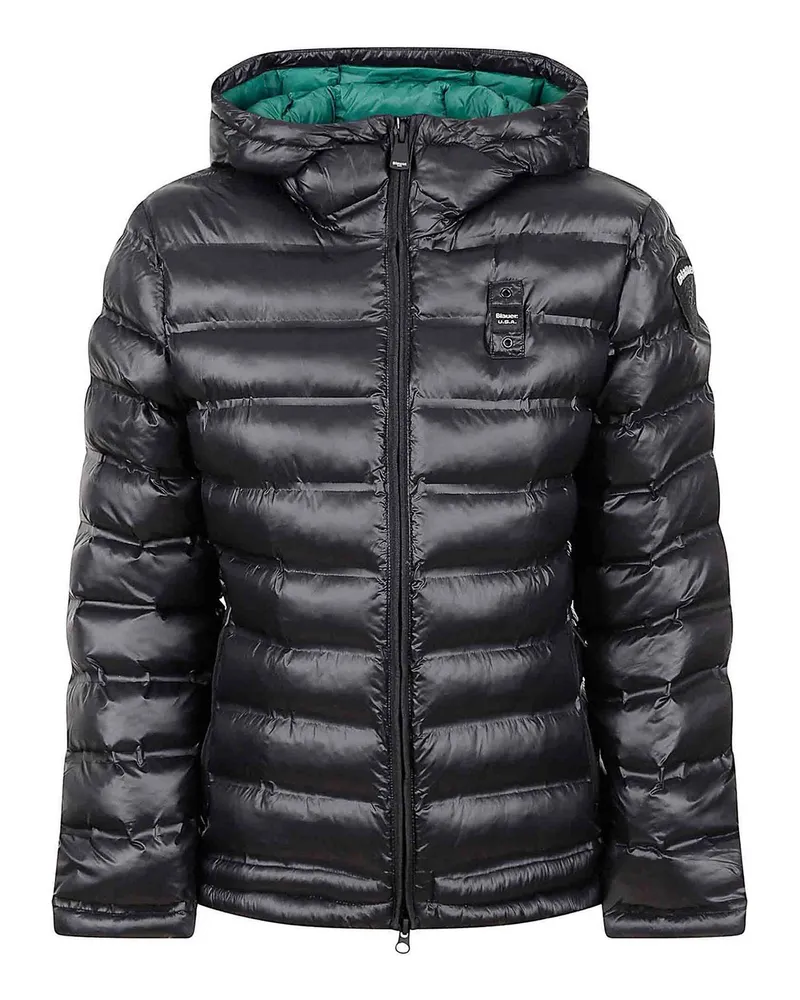 Blauer Knielanger Mantel - Schwarz Schwarz