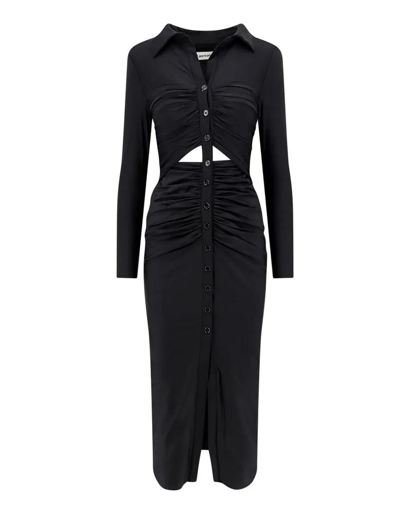 Self-Portrait Knielanges Kleid - Schwarz Schwarz
