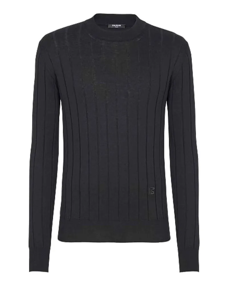 Balmain Rundhalspullover - Schwarz Schwarz
