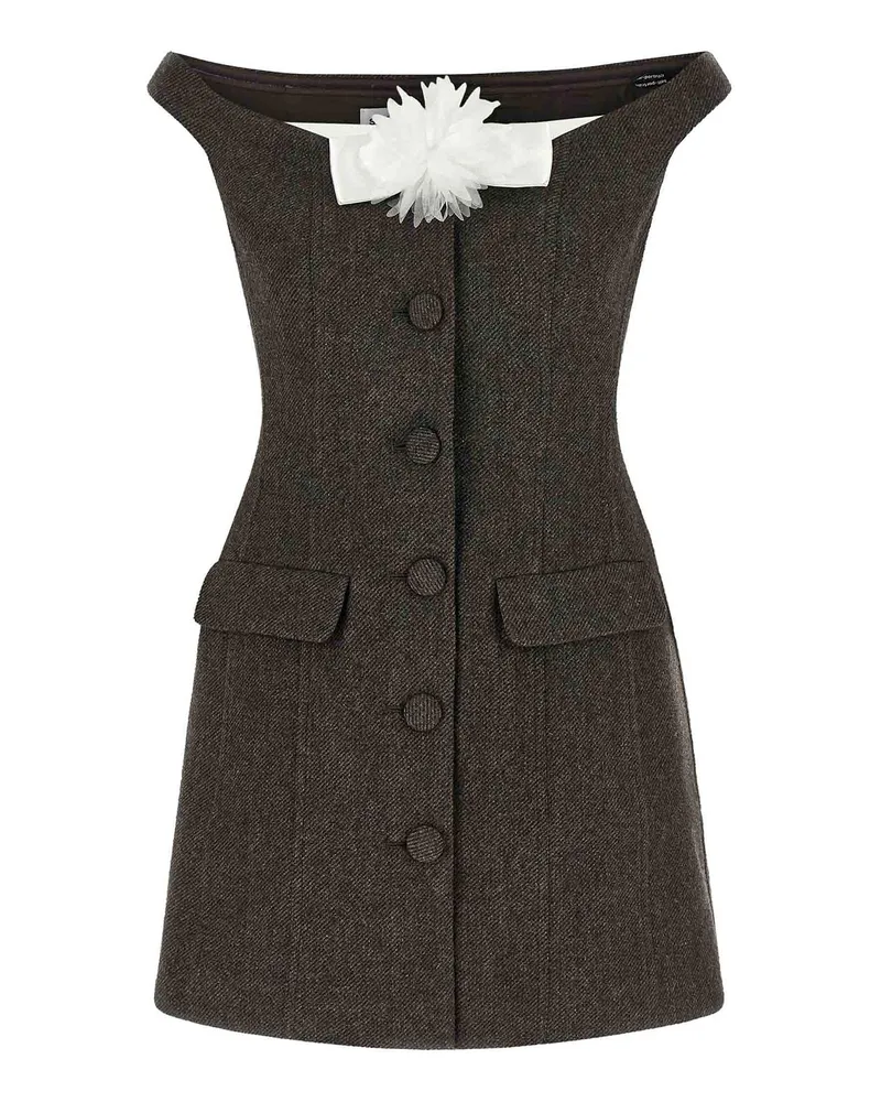 Self-Portrait Knielanges Kleid - Braun Braun