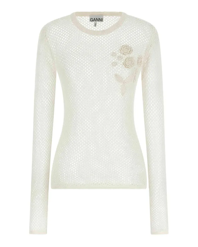 Ganni Rundhalspullover - Weiß Weiß