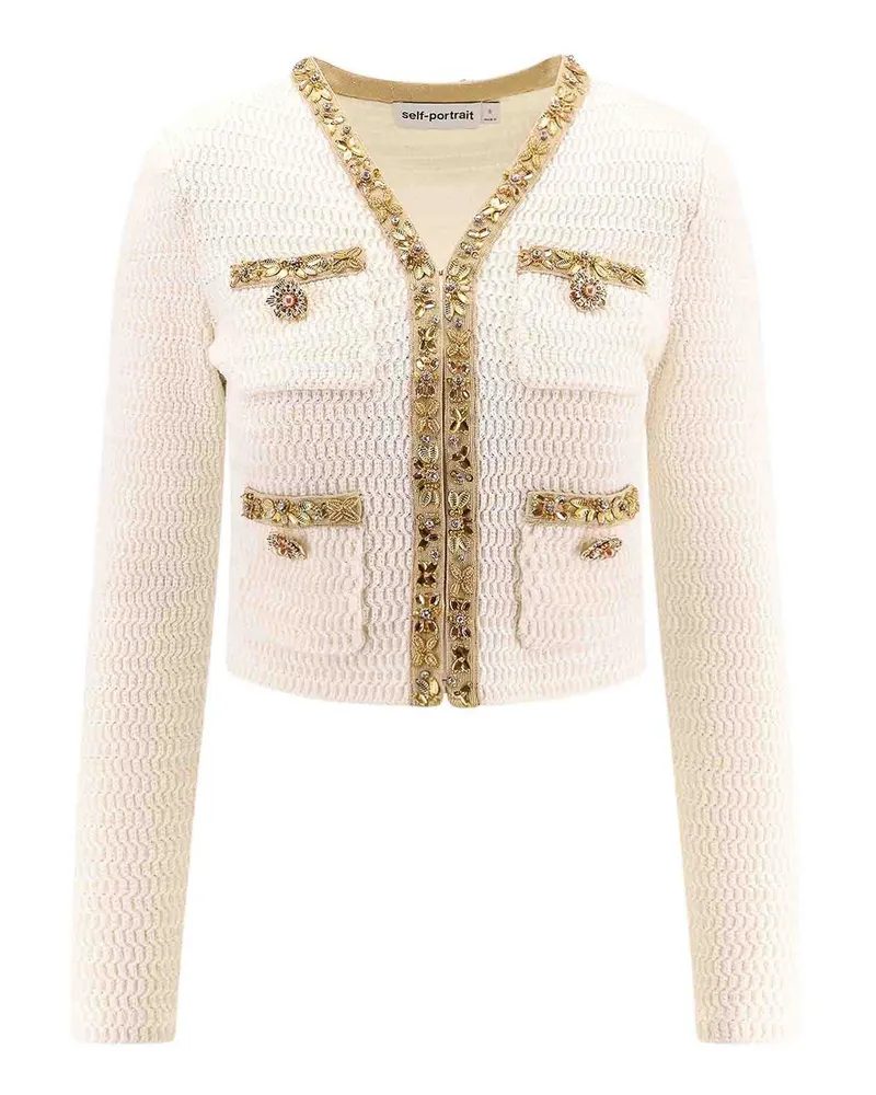 Self-Portrait Cardigan - Beige Beige