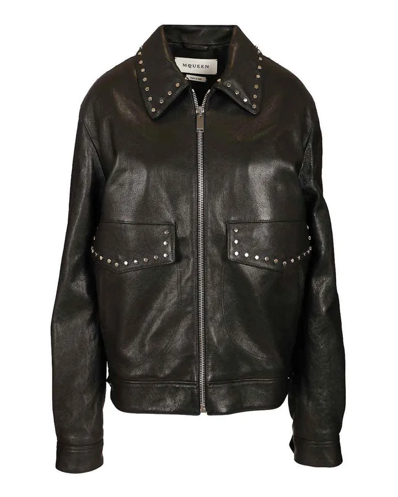 Alexander McQueen Lederjacke - Schwarz Schwarz