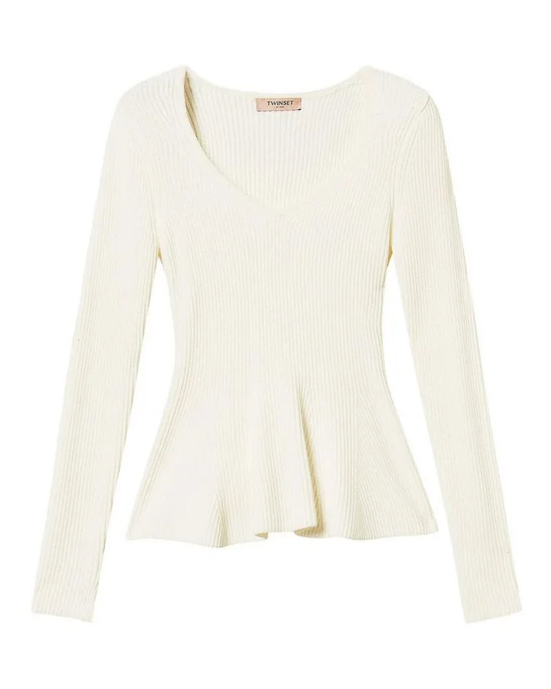 Twin-Set Rundhalspullover - Weiß Weiß