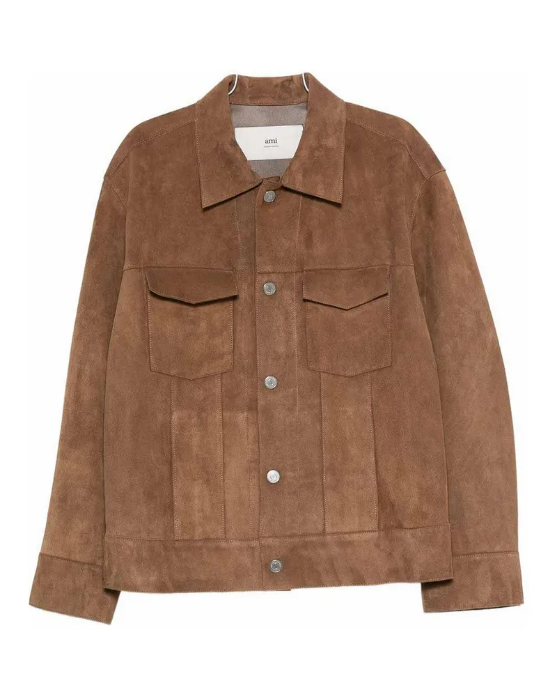 AMI Paris Lederjacke - Braun Braun