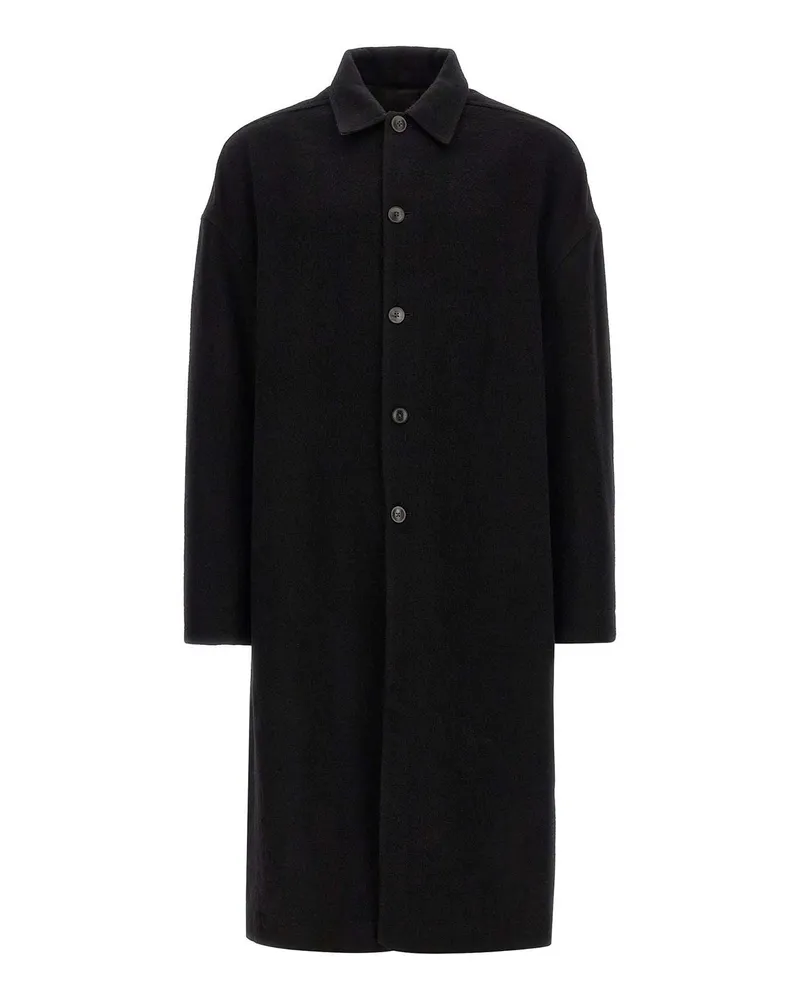 Rick Owens Knielanger Mantel - Schwarz Schwarz