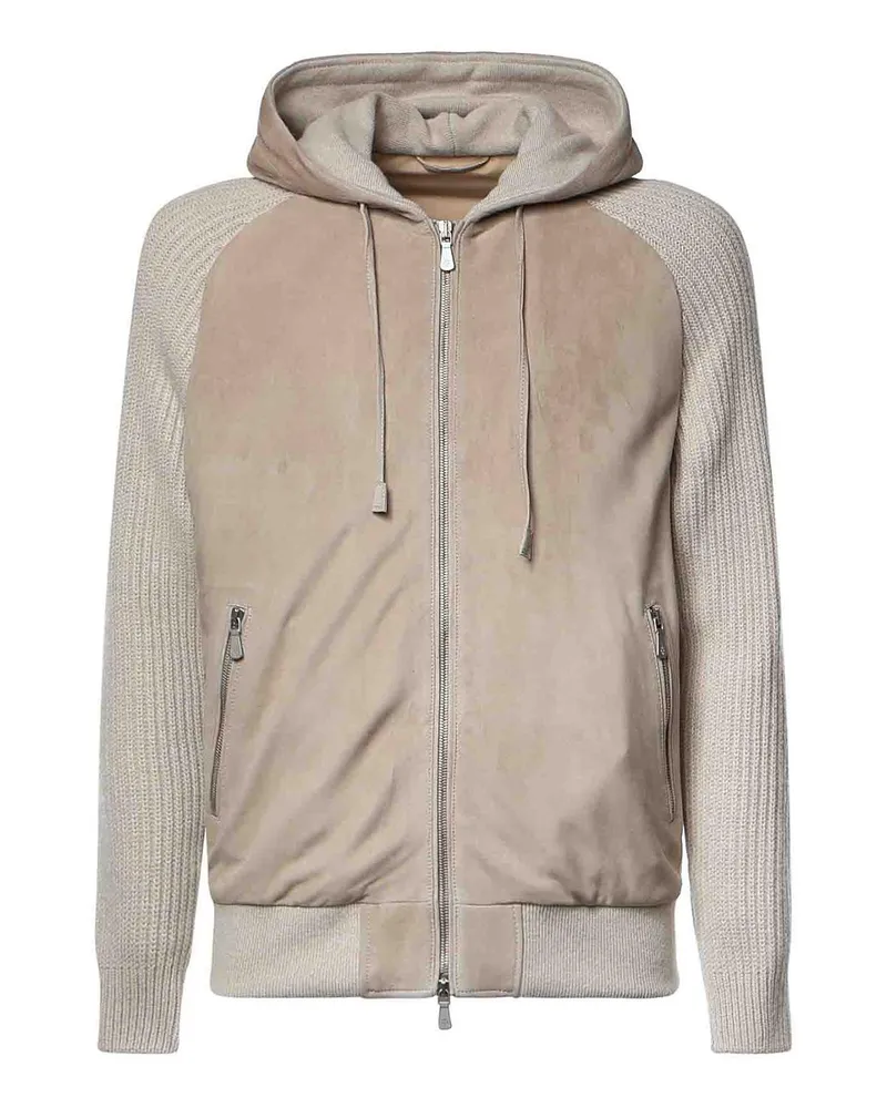 Eleventy Lederjacke - Beige Beige