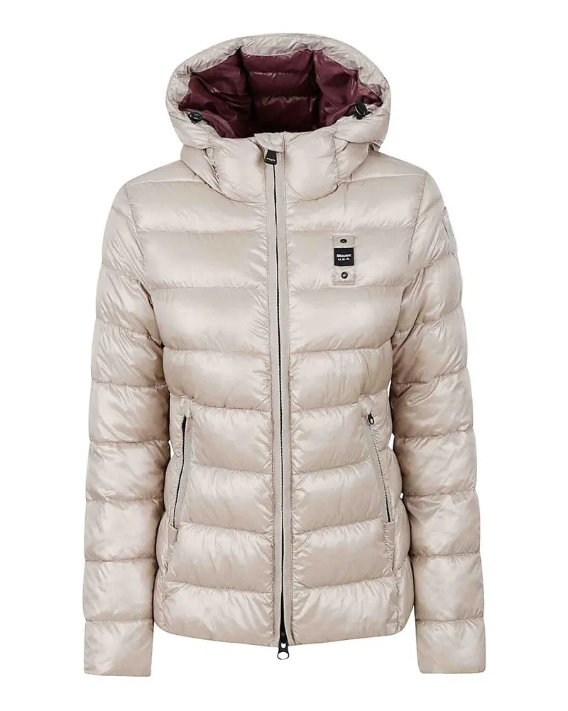 Blauer Knielanger Mantel - Beige Beige