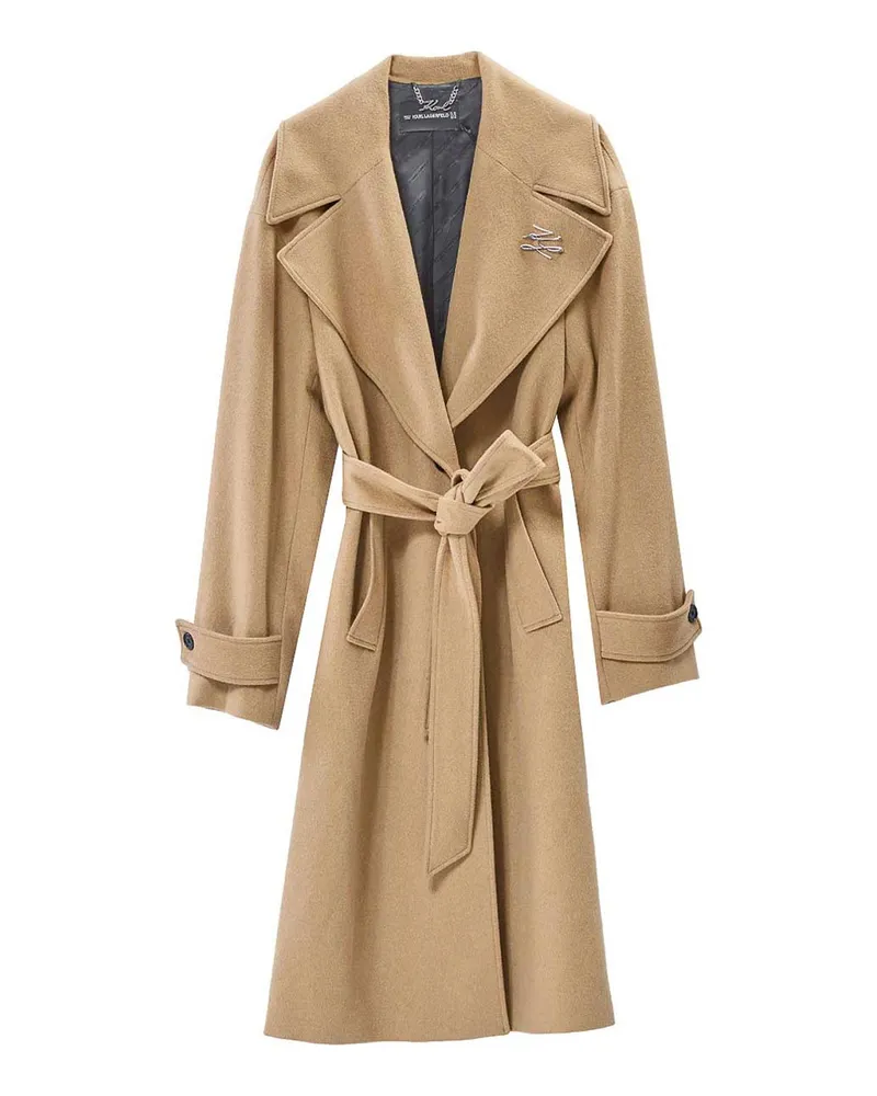 Karl Lagerfeld Knielanger Mantel - Camel Camel