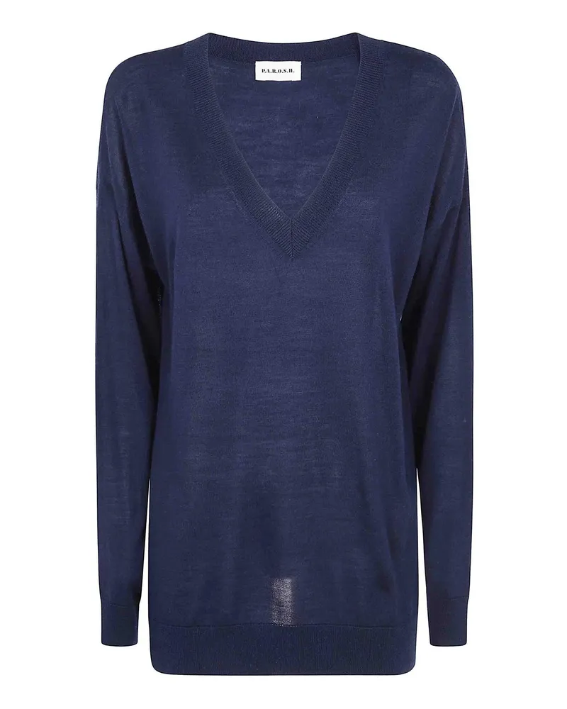 P.A.R.O.S.H. P. A.R. O H. Rundhalspullover - Blau Blau