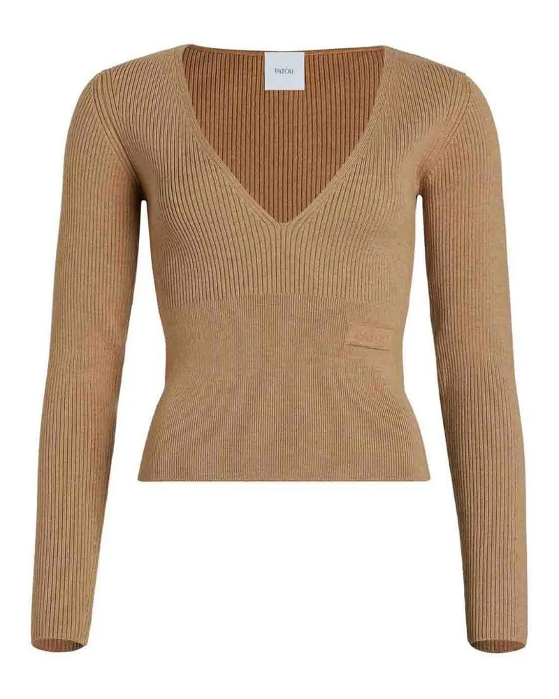 Patou Rundhalspullover - Beige Beige