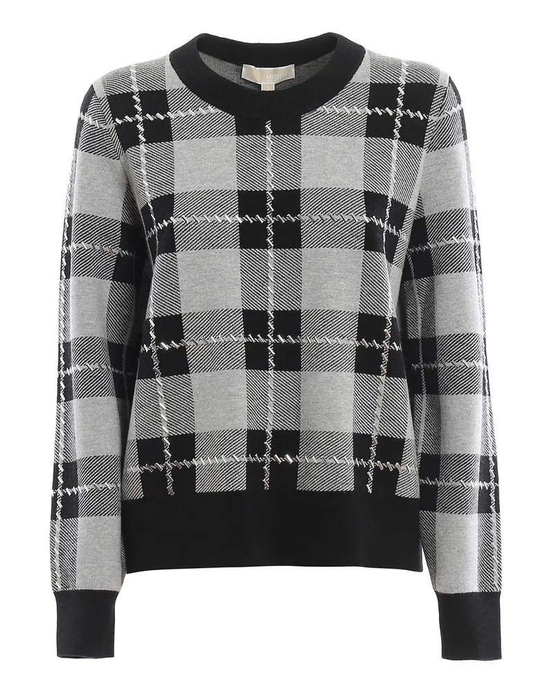 Michael Kors Rundhalspullover - Tartan Grau